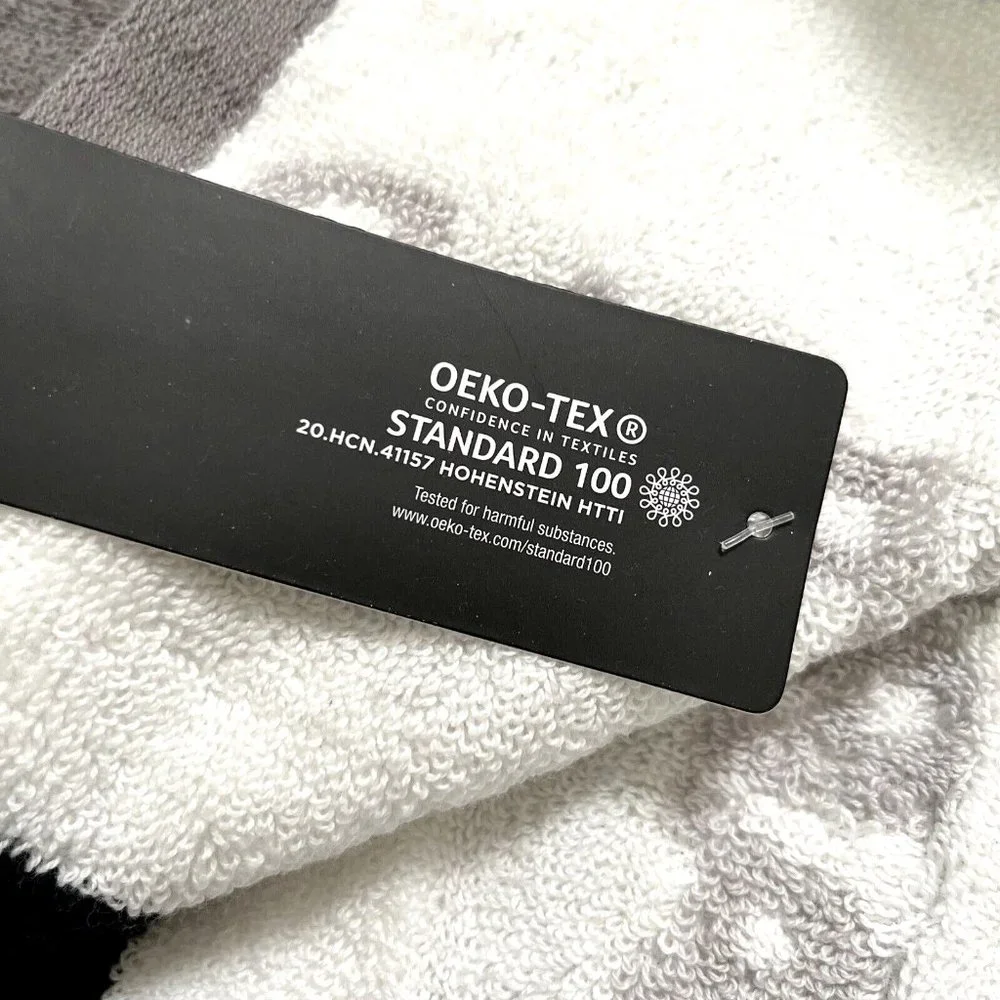 Karl Lagerfeld 2pc Cotton Bath & Hand Towel Set Gray Black White NWT